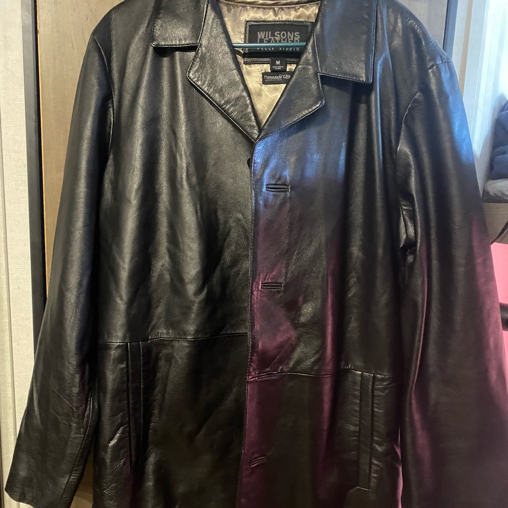 Wilsons Leather Black Trench Coat